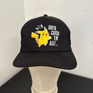 Pokemon Pikachu Snapback Hat Cap Black Adjustable Adult OSFA Gotta Catch 'Em All